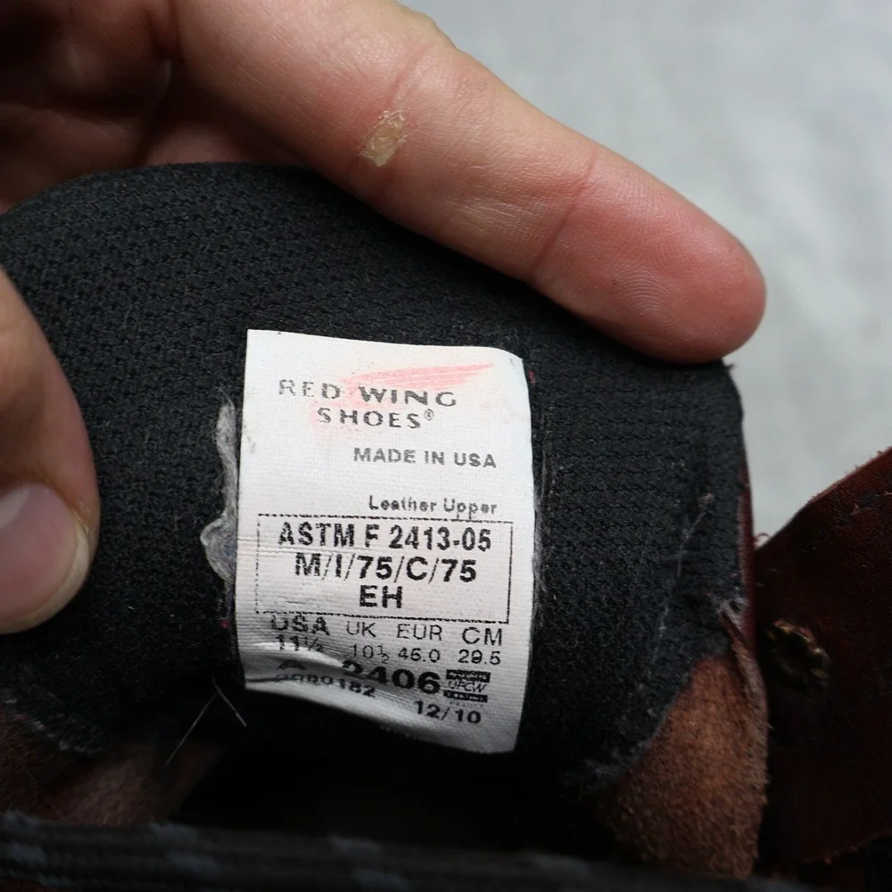 Red Wing Mens 11.5 Work Boots Brown Leather Steel Toe Utility USA Made 2406